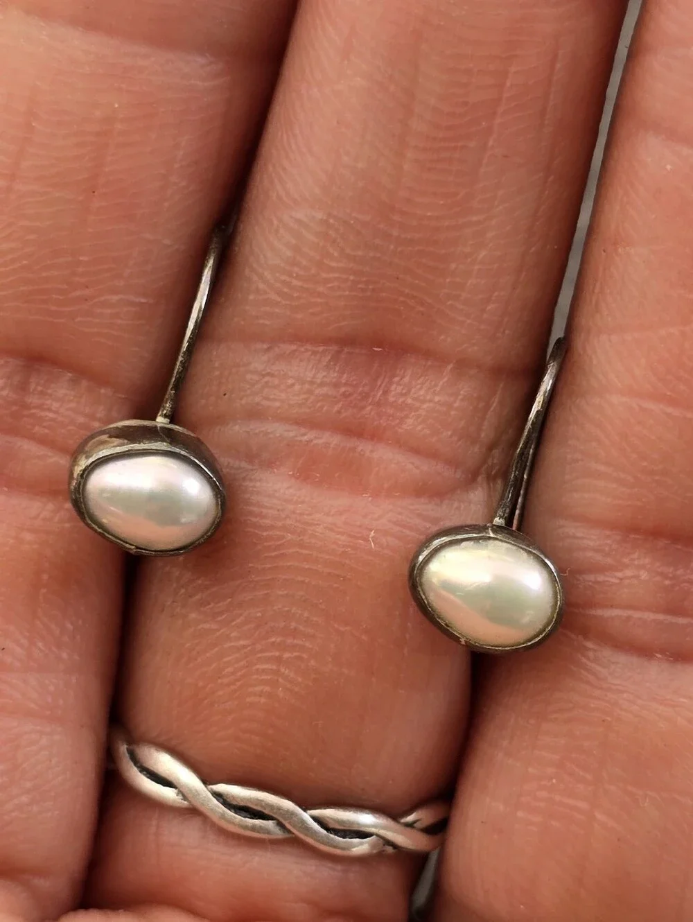 Super cute baroque nugget pearls set in sterling silver earrings